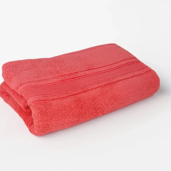 Prosop Pufos de Lux 70×130cm, 100% Bumbac Pieptanat, Zero Twist, 600 g/mp-Coral