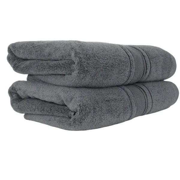 Set 2 Prosoape Pufoase de Lux 70×130cm, 100% Bumbac Pieptanat, Zero Twist, 600 g/mp-Gri