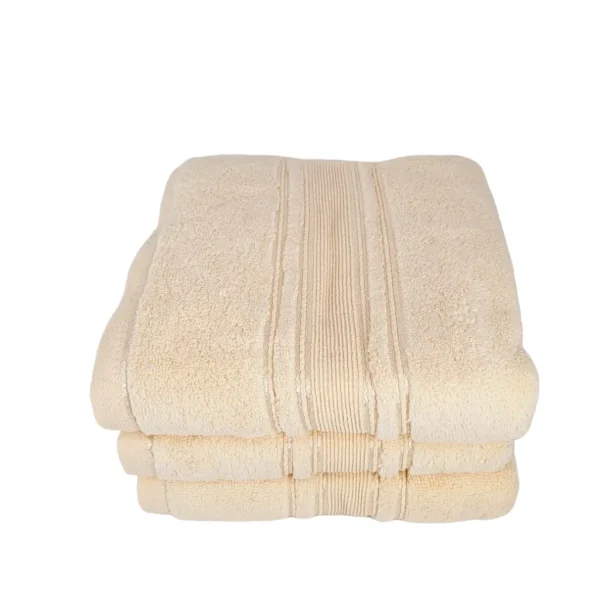 Set 3 Prosoape Pufoase de Lux 50×90cm, 100% Bumbac Pieptanat, Zero Twist, 600 g/mp-Ivory