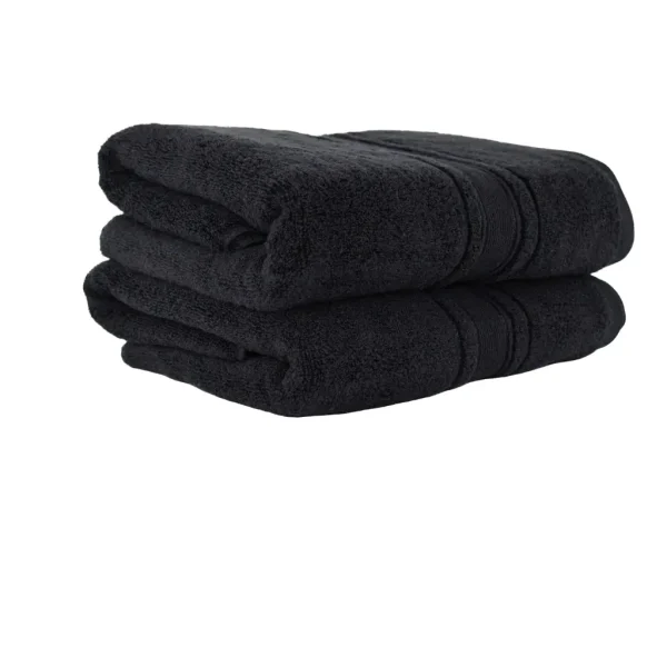 Set 2 Prosoape Pufoase de Lux 70×130cm, 100% Bumbac Pieptanat, Zero Twist, 600 g/mp-Negru
