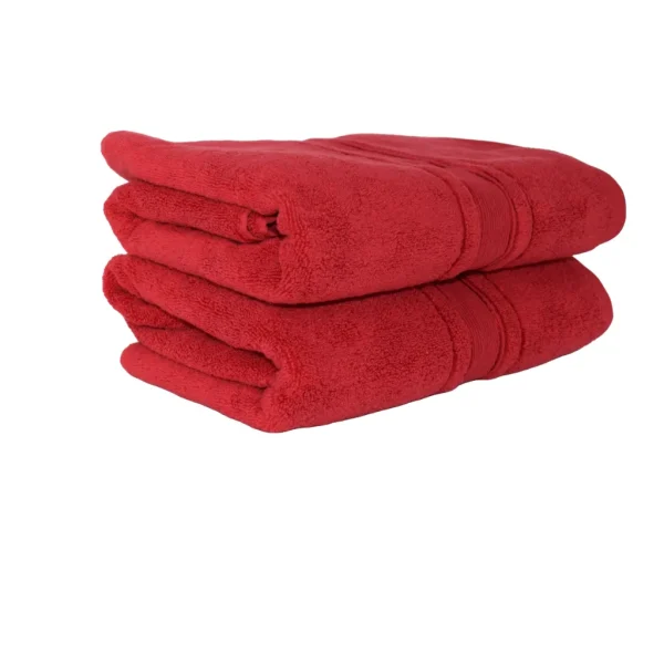 Set 2 Prosoape Pufoase de Lux 70×130cm, 100% Bumbac Pieptanat, Zero Twist, 600 g/mp-Rosu
