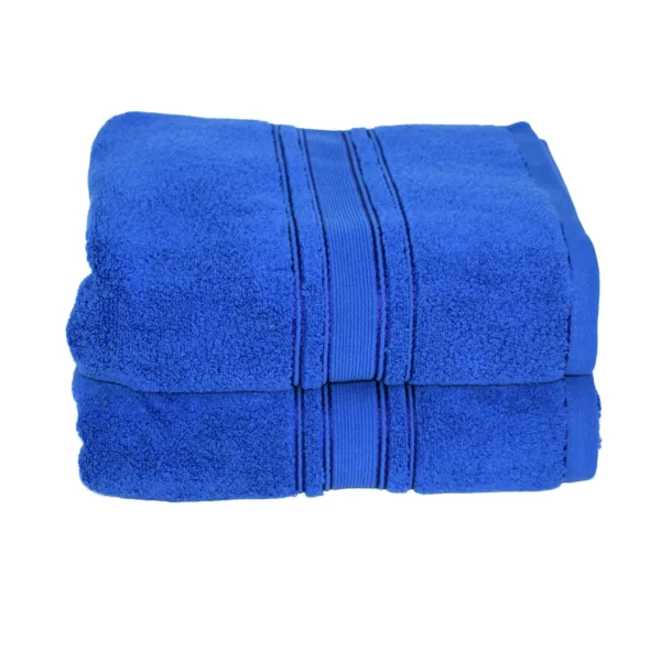 Set 2 Prosoape Pufoase de Lux 70×130cm, 100% Bumbac Pieptanat, Zero Twist, 600 g/mp-Albastru