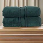 Set 2 Prosoape Pufoase de Lux 70×130cm, 100% Bumbac Pieptanat, Zero Twist, 600 g/mp-Verde Petrol