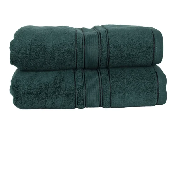 Set 2 Prosoape Pufoase de Lux 70×130cm, 100% Bumbac Pieptanat, Zero Twist, 600 g/mp-Verde Petrol