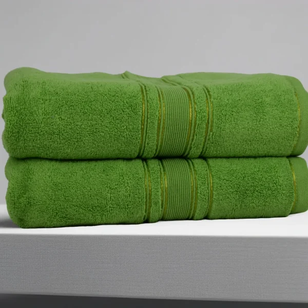 Set 2 Prosoape Pufoase de Lux 70×130cm, 100% Bumbac Pieptanat, Zero Twist, 600 g/mp-Verde