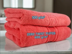Set 3 Prosoape Pufoase de Lux 50×90cm, 100% Bumbac Pieptanat, Zero Twist, 600 g/mp-Coral Set 3 Prosoape Pufoase de Lux 50×90cm, 100% Bumbac Pieptanat, Zero Twist, 600 g/mp-Coral