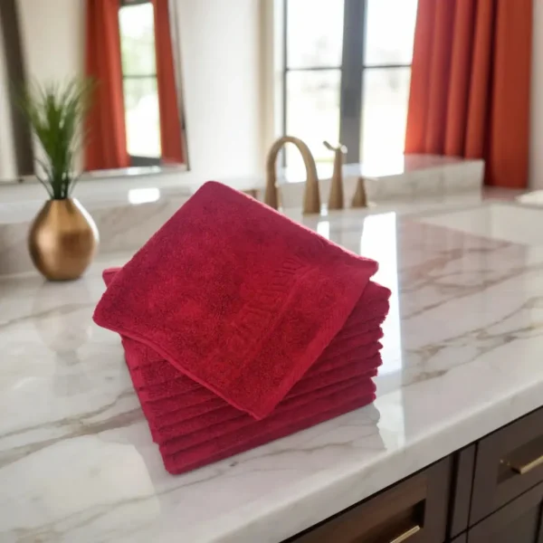 Set 10 Prosoape Bumbac Pieptanat, 30×50cm, 500gr/mp, Greek Border - Burgundy