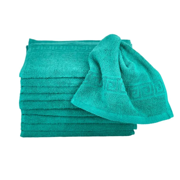 Set 10 Prosoape Bumbac Pieptanat, 30×50cm, 500gr/mp, Greek Border - Verde Inchis