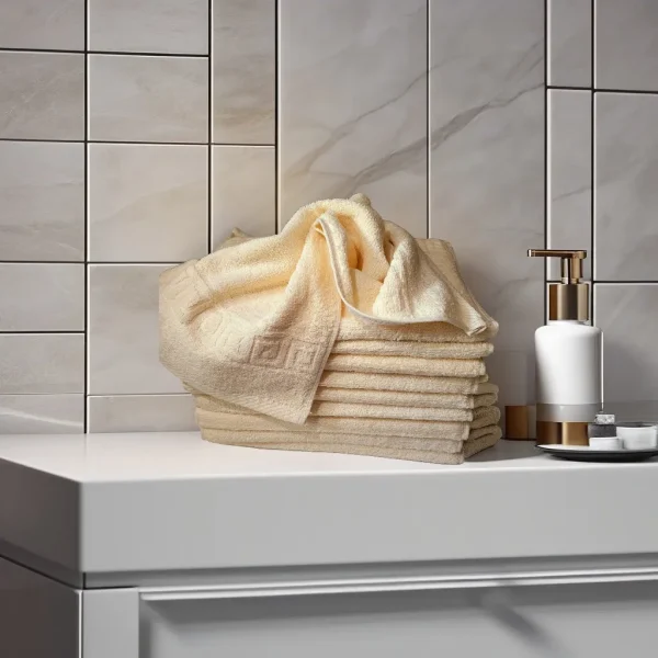 Set 10 Prosoape Bumbac Pieptanat, 30×50cm, 500gr/mp, Greek Border - Ivory