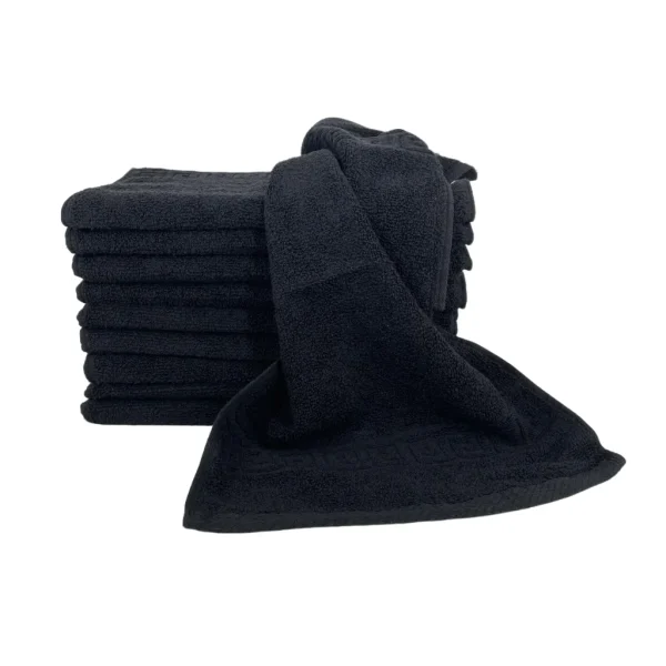 Set 10 Prosoape Bumbac Pieptanat, 30×50cm, 500gr/mp, Greek Border - Negru