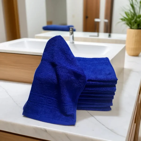 Set 10 Prosoape Bumbac Pieptanat, 30×50cm, 500gr/mp, Greek Border - Royal Blue