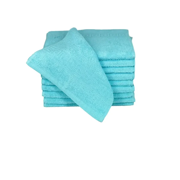 Set 10 Prosoape Bumbac Pieptanat, 30×50cm, 500gr/mp, Greek Border - Sky Blue
