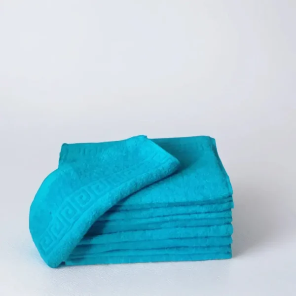 Set 10 Prosoape Bumbac Pieptanat, 30×50cm, 500gr/mp, Greek Border - Turcoaz