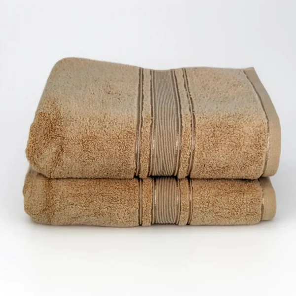 Set 2 Prosoape Pufoase de Lux 70×130cm, 100% Bumbac Pieptanat, Zero Twist, 600 g/mp-Cappuccino