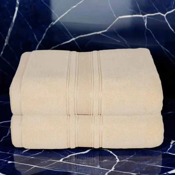 Set 2 Prosoape Pufoase de Lux 70×130cm, 100% Bumbac Pieptanat, Zero Twist, 600 g/mp-Ivory