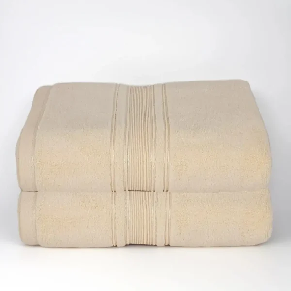 Set 2 Prosoape Pufoase de Lux 70×130cm, 100% Bumbac Pieptanat, Zero Twist, 600 g/mp-Ivory