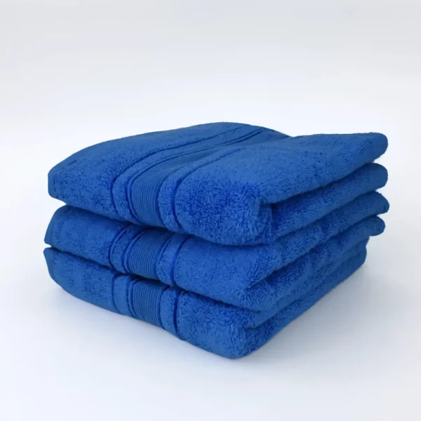 Set 3 Prosoape Pufoase de Lux 50×90cm, 100% Bumbac Pieptanat, Zero Twist, 600 g/mp-Albastru