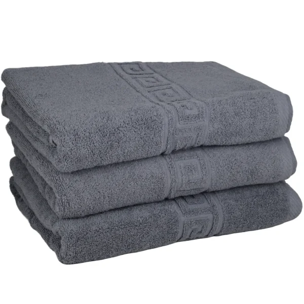 Set 3 Prosoape de Lux 70×130cm 100% Bumbac Pieptanat 650 g/mp-Gri
