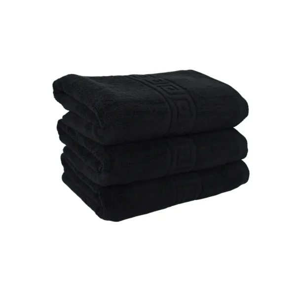 Set 3 Prosoape de Lux 70×130cm 100% Bumbac Pieptanat 650 g/mp-Negru