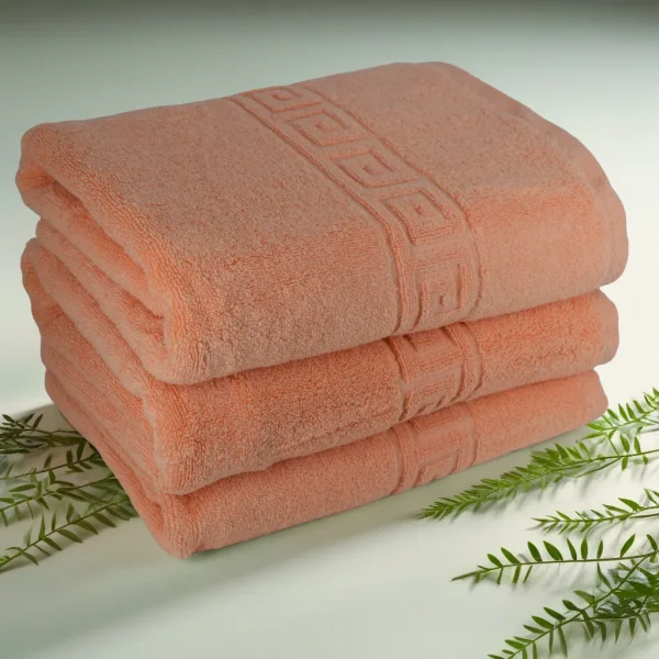 Set 3 Prosoape de Lux 70×130cm 100% Bumbac Pieptanat 650 g/mp-Peach