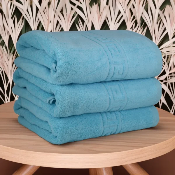 Set 3 Prosoape de Lux 70×130cm 100% Bumbac Pieptanat 650 g/mp-Sky Blue