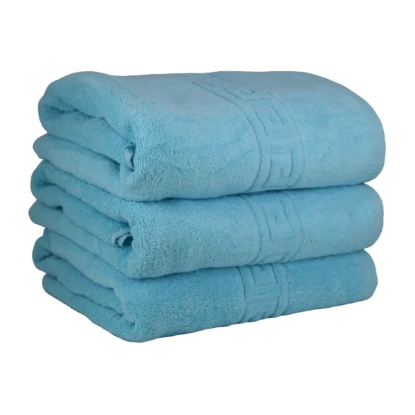 Set 3 Prosoape de Lux 70×130cm 100% Bumbac Pieptanat 650 g/mp-Sky Blue