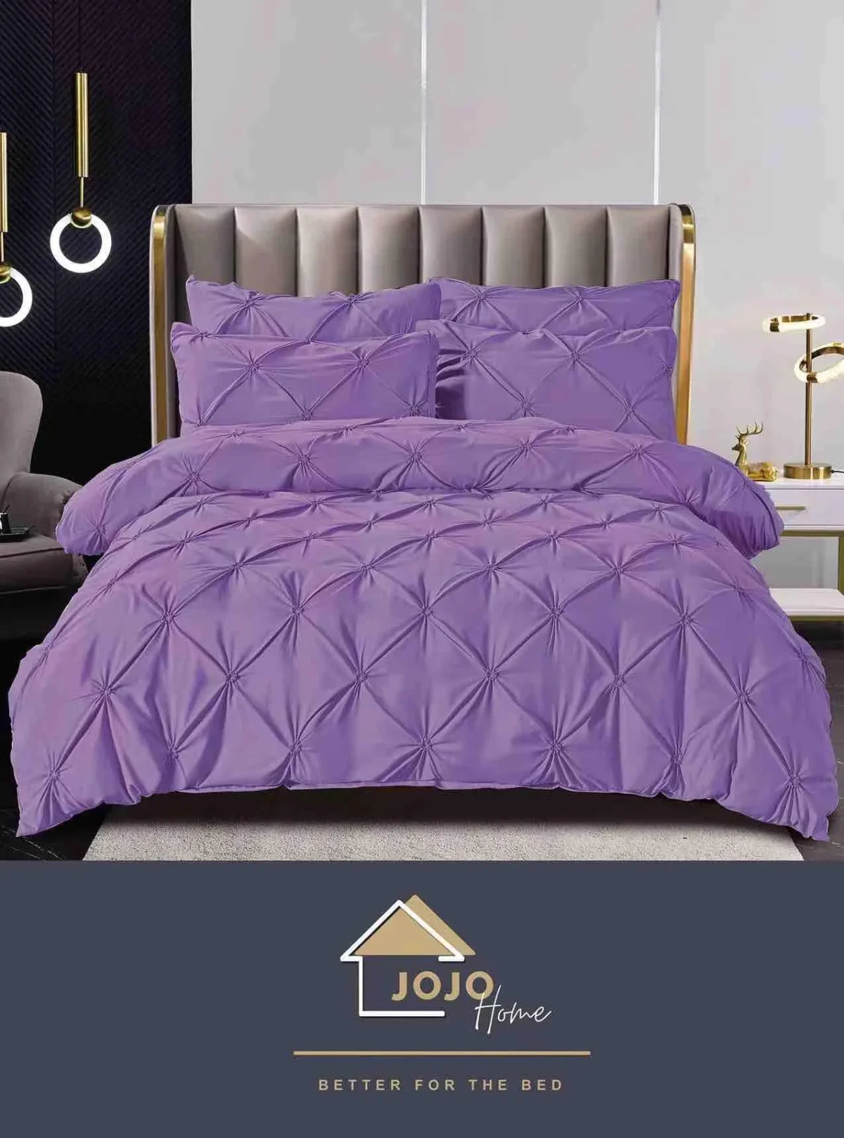 Lenjerie dubla cu pliuri finet Deluxe 6 piese Lila