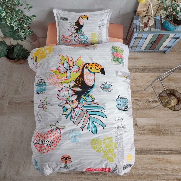 Lenjerie Pucioasa ranforce 100% bumbac - o persoană (Paradise) 3 piese