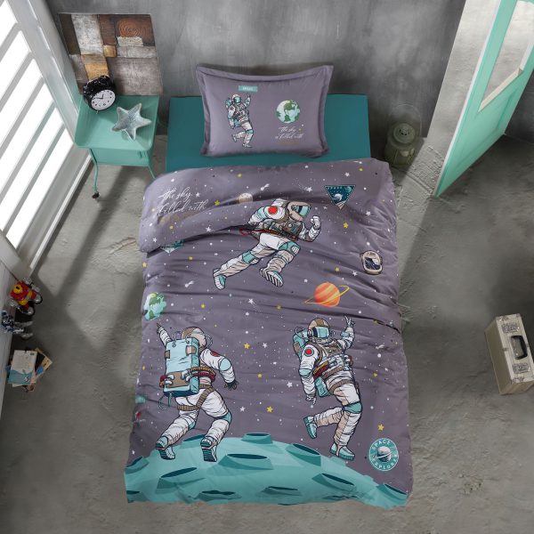 Lenjerie Pucioasa ranforce 100% bumbac - o persoană (Space) 3 piese