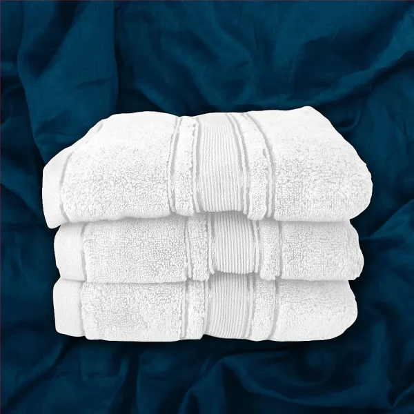 Set 3 Prosoape Pufoase de Lux 50×90cm, 100% Bumbac Pieptanat, Zero Twist, 600 gmp-Alb