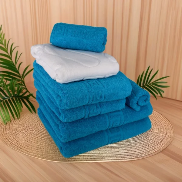 Set 7 Prosoape Bumbac Pakistanez Greek Border Turcoaz