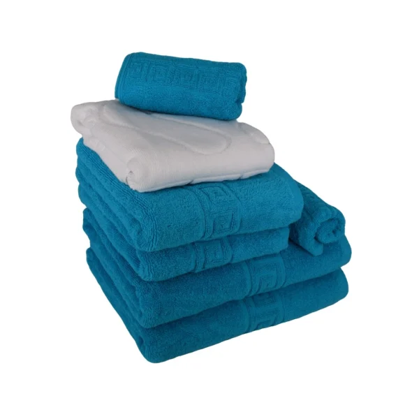 Set 7 Prosoape Bumbac Pakistanez Greek Border Turcoaz - home