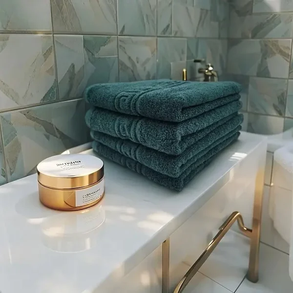 Set 4 Prosoape 50x90 cm Bumbac 500 gr/mp Greek Border Verde Petrol