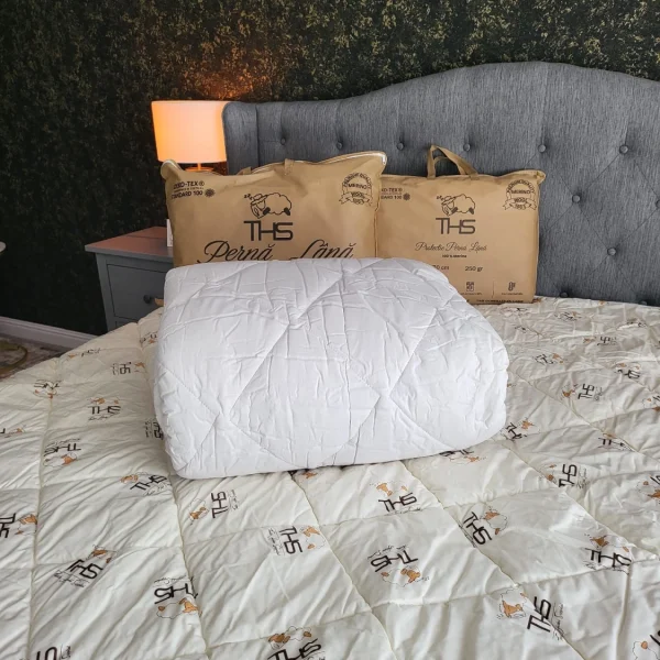 Pilota Lana Merino Premium | 1000 g/mp | 140x210 cm | 4 anotimpuri | alb