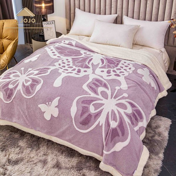 Pătură Cocolino 3D cu blăniță, imprimeu fluture, 200×230 cm