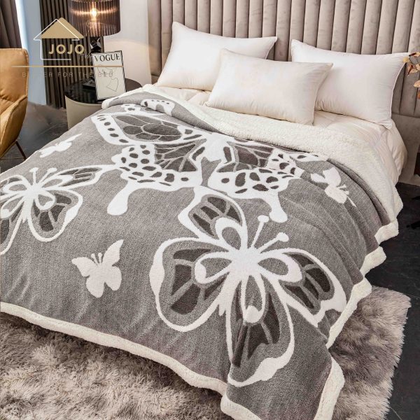 Pătură Cocolino 3D cu blăniță, imprimeu fluture, 200×230 cm