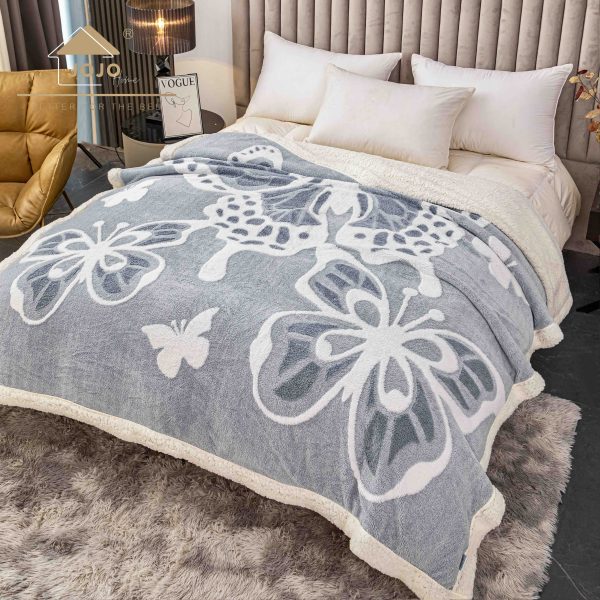 Pătură Cocolino 3D cu blăniță, imprimeu fluture, 200×230 cm