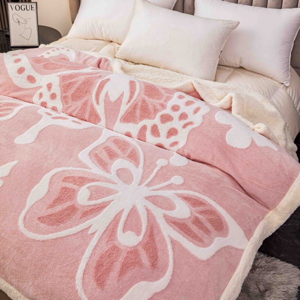 Pătură Cocolino 3D cu blăniță, imprimeu fluture, 200×230 cm