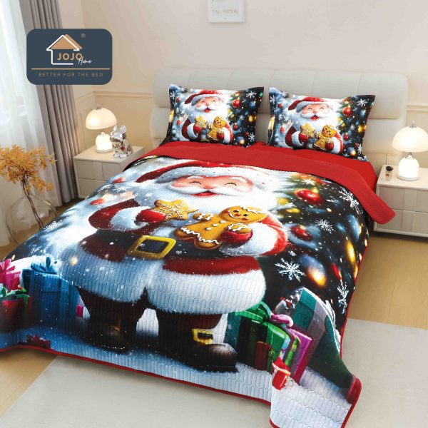 Set cuvertură Crăciun 5D cu 2 fețe de pernă, design festiv