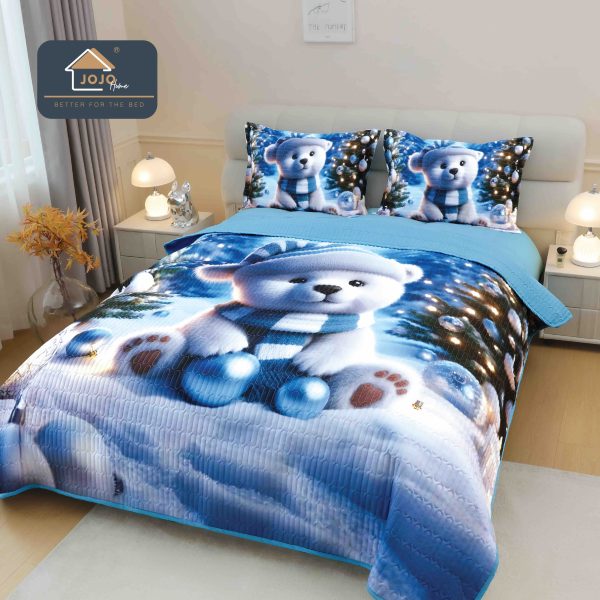 Set cuvertură Crăciun 5D cu 2 fețe de pernă, design festiv