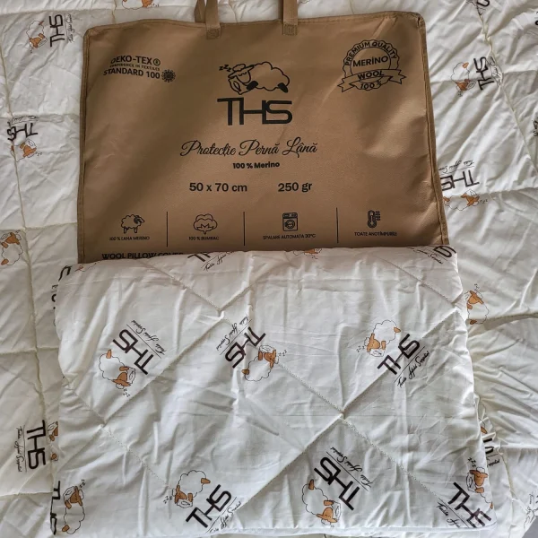 Protectie Perna Lana Merino | 250 g/mp | 50x70 cm | crem/oita