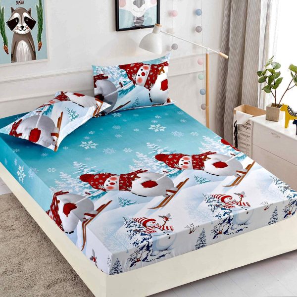 Husa pat Craciun cu elastic 180×200 Finet + 2 fete perna