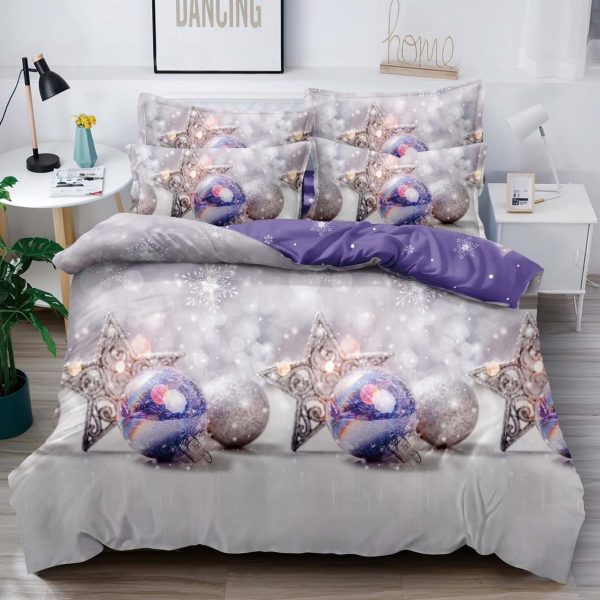 Husa pat Craciun cu elastic 180×200 Finet + 2 fete perna