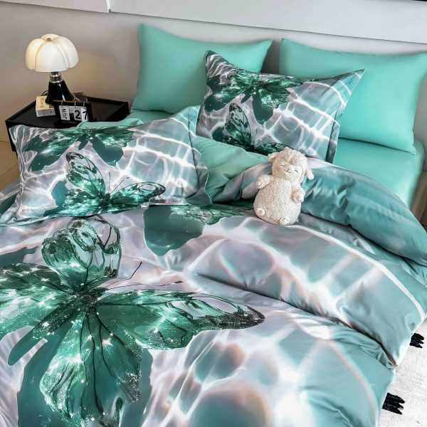 Lenjerie de Pat Finet – 6 piese, imprimare digitală 5D, pentru 2 persoane