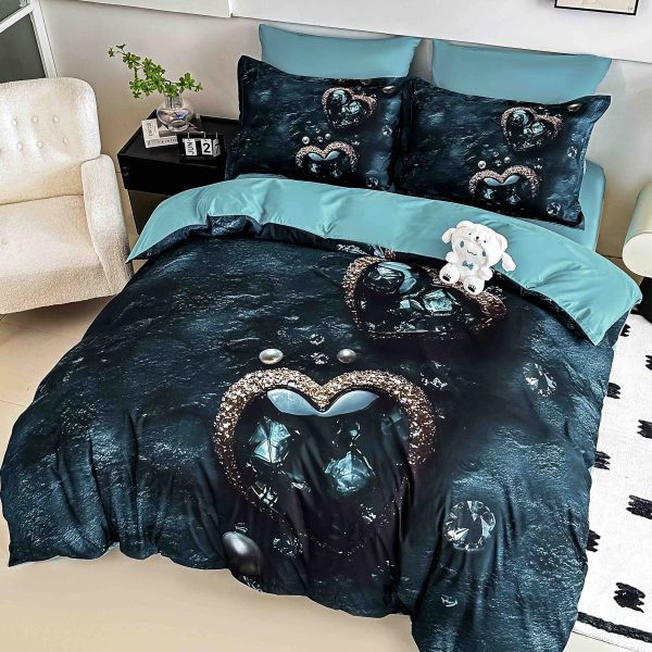 Lenjerie de Pat 6 Piese – Finet, Cearșaf cu Elastic, Imprimare Digitală 5D-