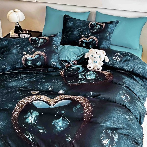 Lenjerie de Pat 6 Piese – Finet, Cearșaf cu Elastic, Imprimare Digitală 5D-