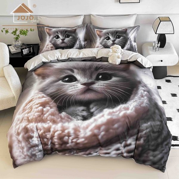 Lenjerie de Pat 6 Piese – Finet, Cearșaf cu Elastic, Imprimare Digitală 5D