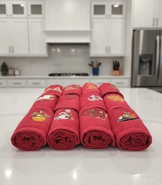 set prosoape bucătărie roșii