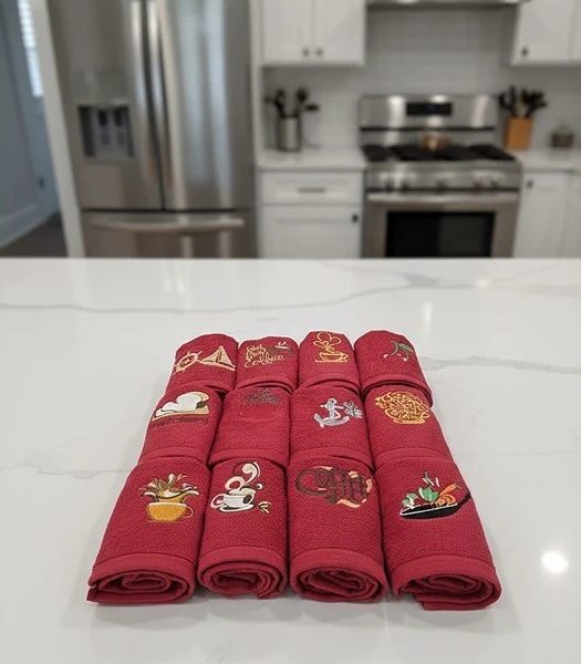 set prosoape bucătărie roșii