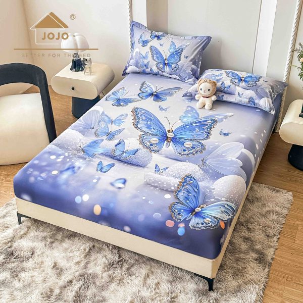 Husă de pat 3 piese 5D cu elastic 160×200+25 cm